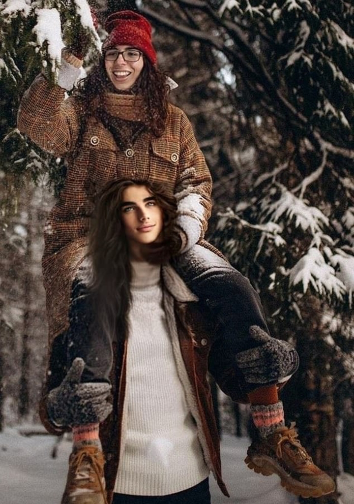 Ramos on Kartal's shoulders as he plays in the snow in a digitally rendered image