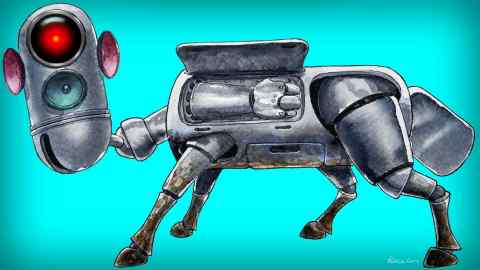 Illustration of a metal robot resembling a horse