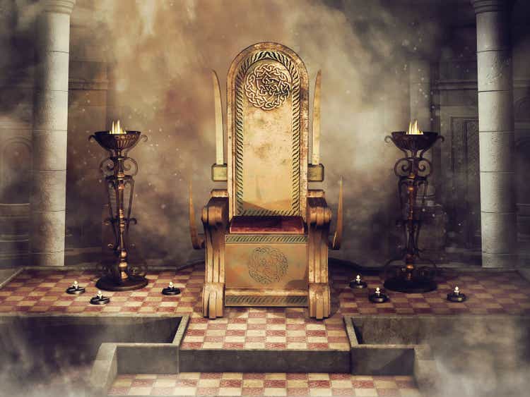Fantasy celtic throne with burners and candles